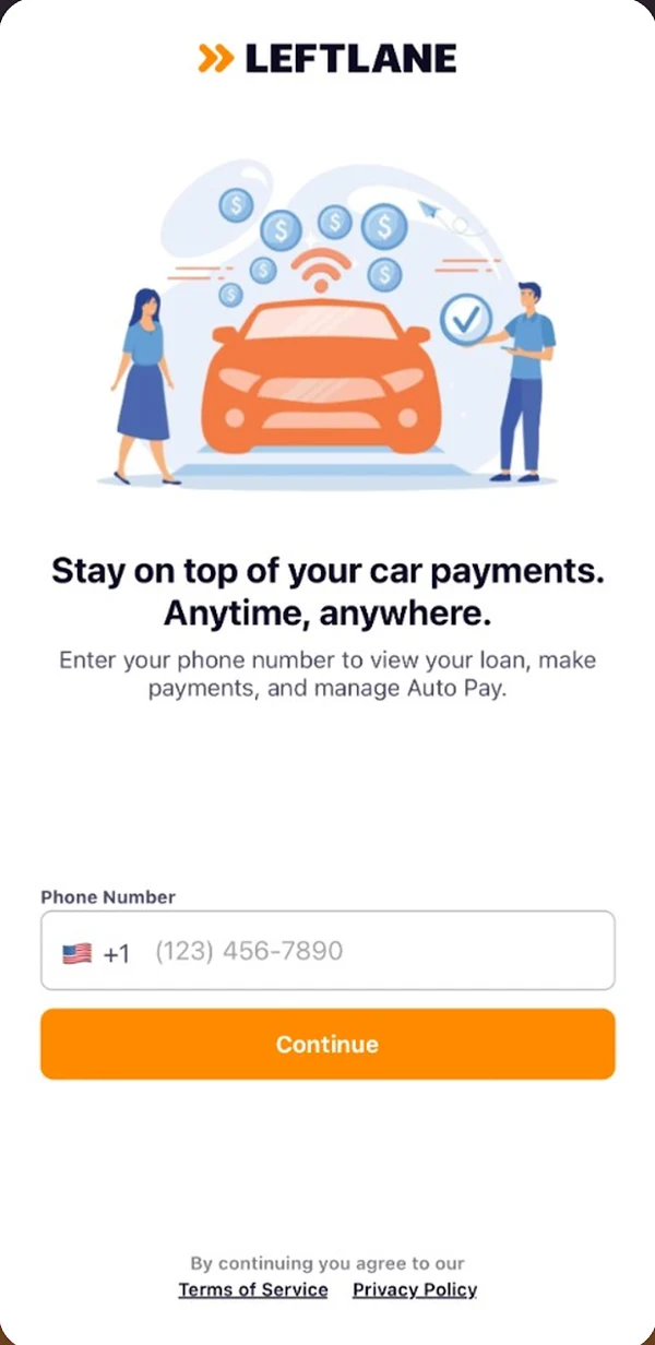 LeftLane Customer on Android: sign in with a phone number